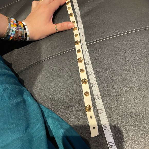 Double Banded Layer Wrap Leather Logo Stud Bracelet Gold Grommet Rivet Hardware - Picture 10 of 12